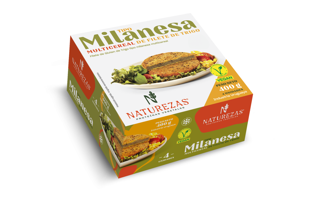Milanesa a base de proteína de trigo caja de 400gr, 4 unidades
